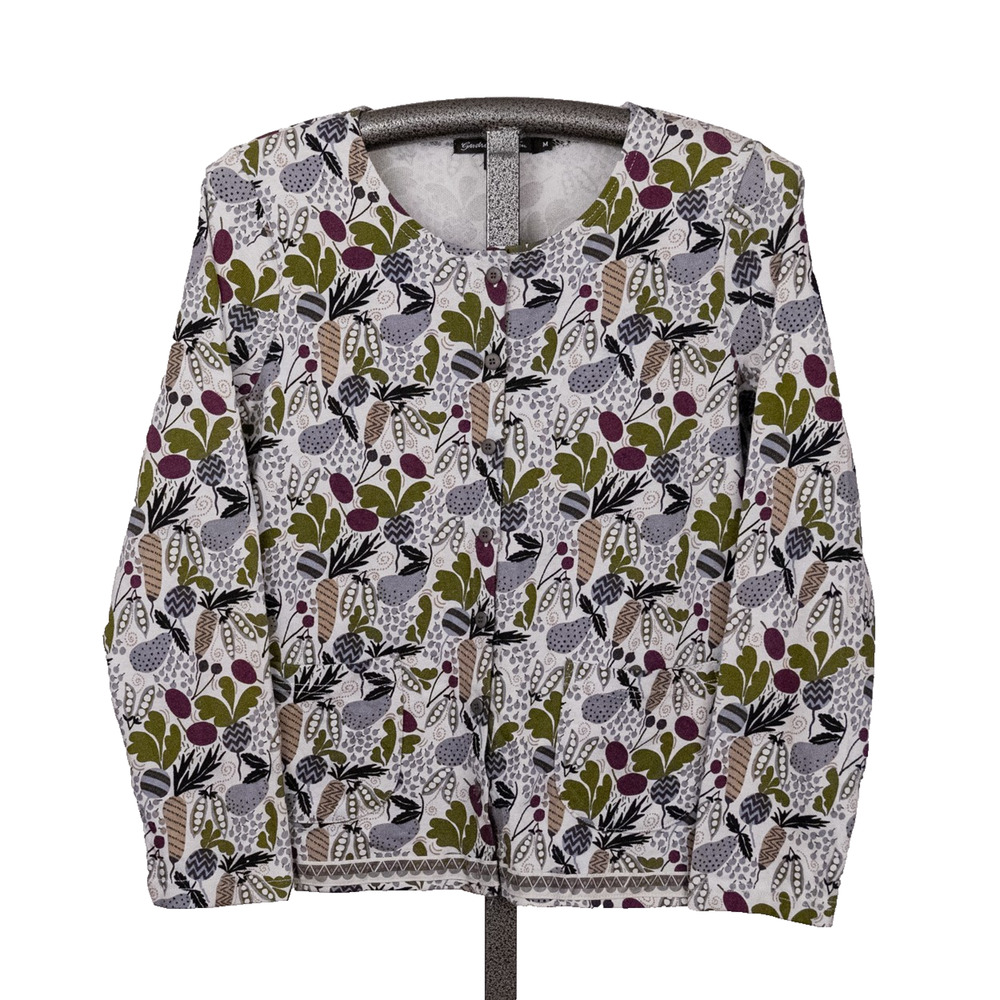 Gudrun Sjoden Cotton Cardigan MEDIUM Whimsical Cottage Garden Fairy Farm Earthy